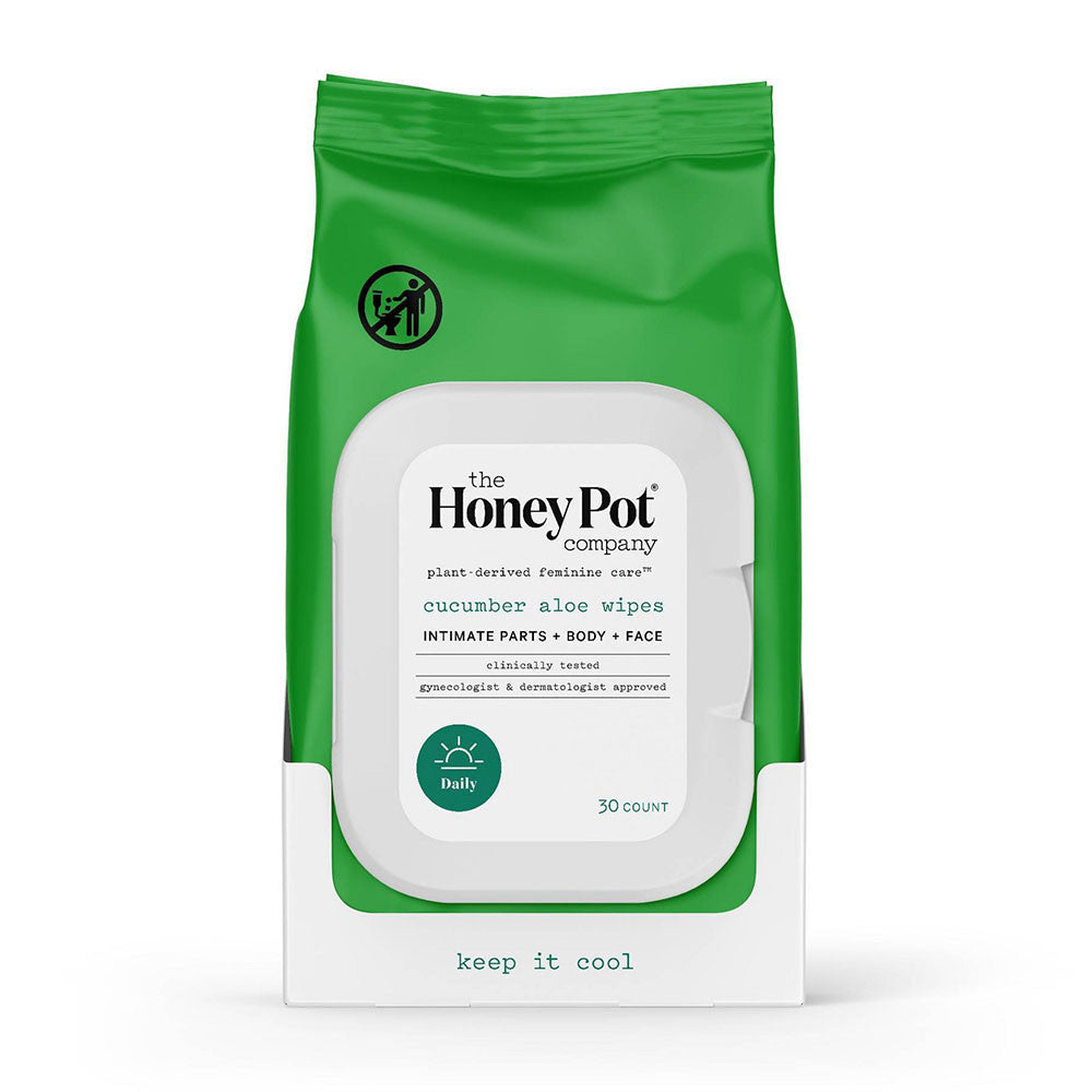 The Honey Pot Company Cucumber Aloe Wipes for Feminine Care, 30 Ea